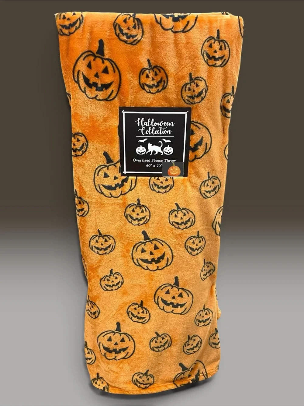 Halloween Plush Fleece Oversized Throw Orange Black Jack-'o-Lanterns Pumpkins 60